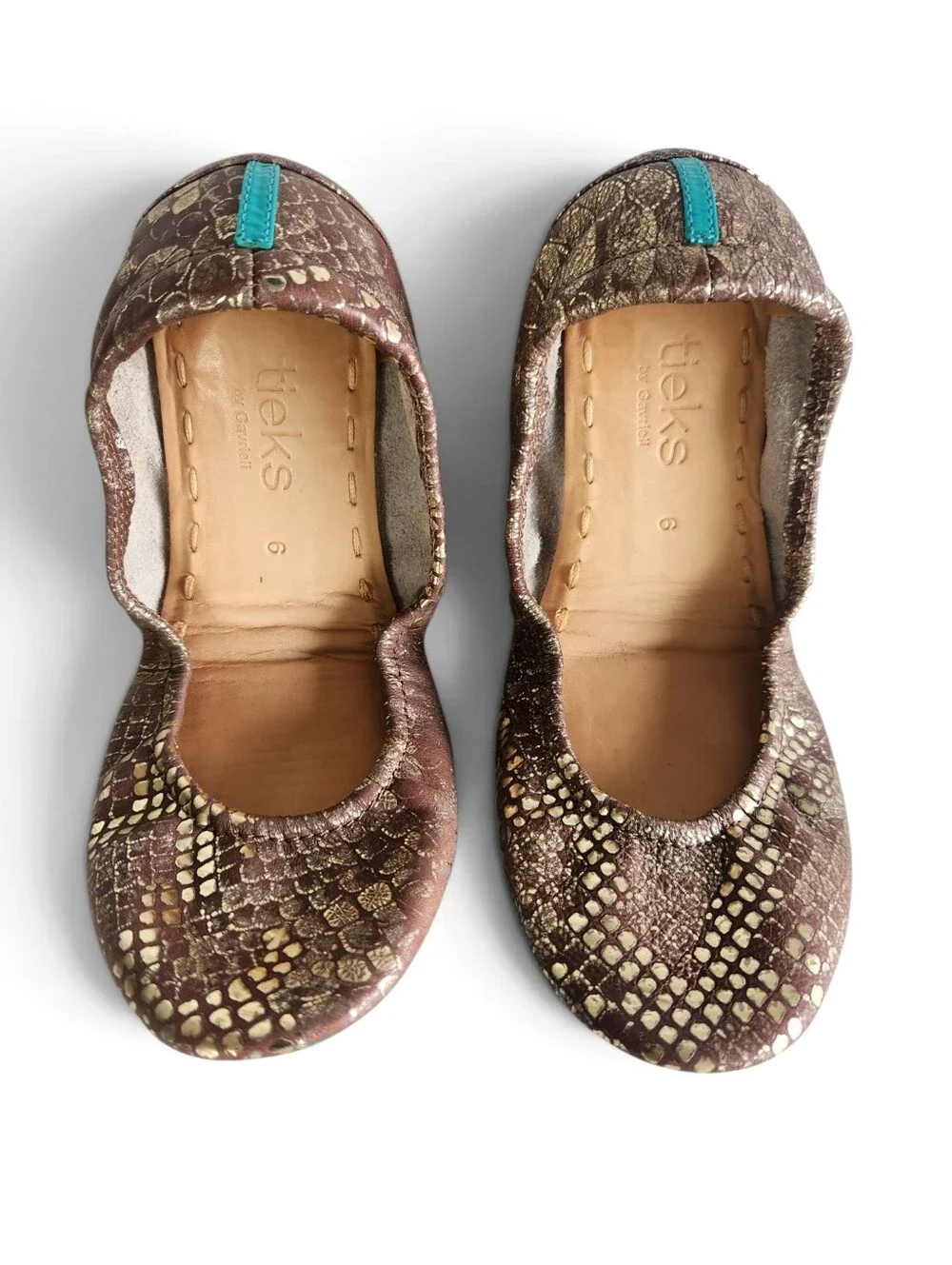 Tieks Wild Copper Ballet Flats Womens Size 6 Foldable Shoes